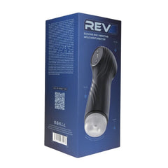 REV Sucking & Vibrating Male Masturbator – 7 Function USB Rechargeable Automatic Stroker with LED Display, premium TPE and ABS finish with removable sleeve detail