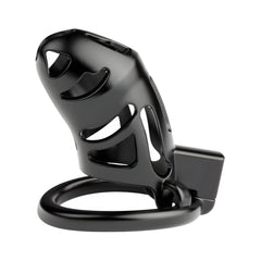 Impound Curfew Cock Cage, male chastity device, stainless steel construction, with locking mechanism and adjustable fit.