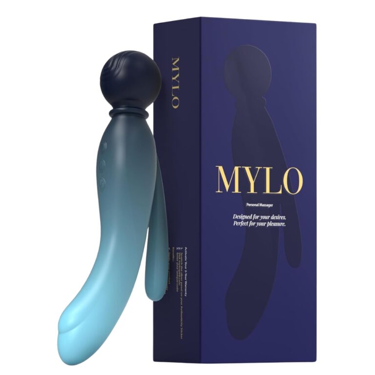 MYLO 3-in-1 waterproof rechargeable body wand massager with multiple attachments, designed for full-body relaxation and comfort.