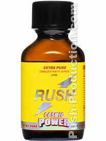 Rush Cosmic Power 24ml Pentyl Nitrate leather cleaner bottle with label and applicator cap, designed for cleaning leather items.