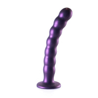 Thumbnail for Ouch! Beaded Silicone Metallic Purple G-Spot Dildo 8