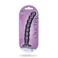 Thumbnail for Ouch! Beaded Silicone Metallic Purple G-Spot Dildo 8