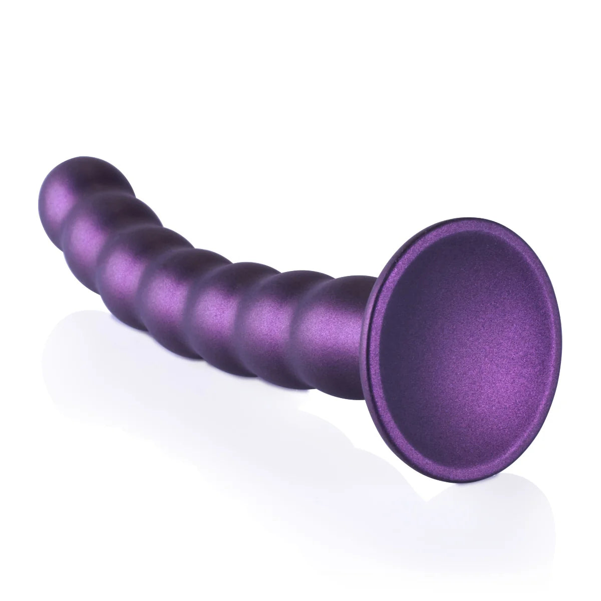 Ouch! Beaded Silicone Metallic Purple G-Spot Dildo 8"