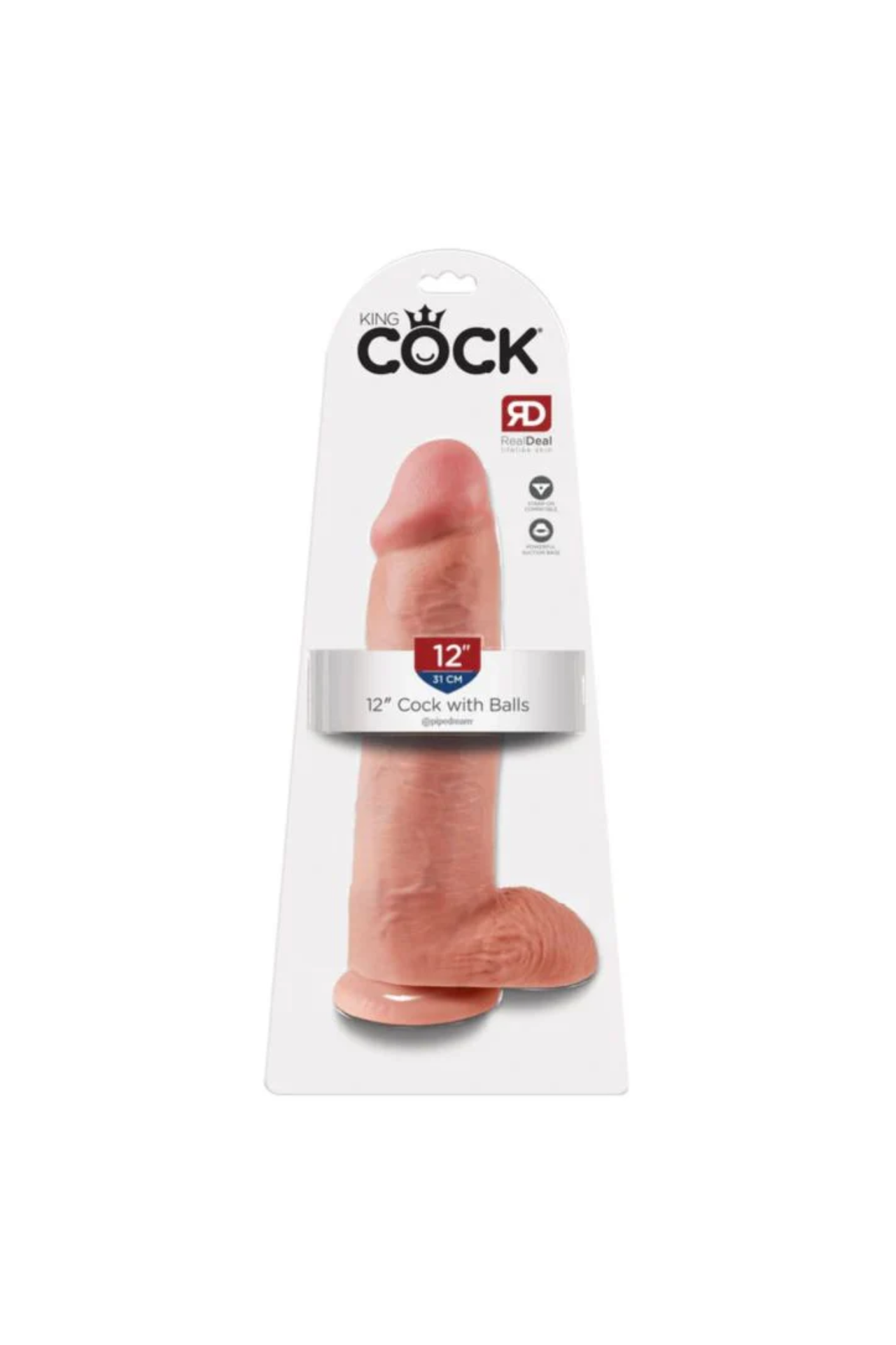 King Cock 12 Inch Cock with Balls - Realistic Handcrafted Dildo with Powerful Suction Base