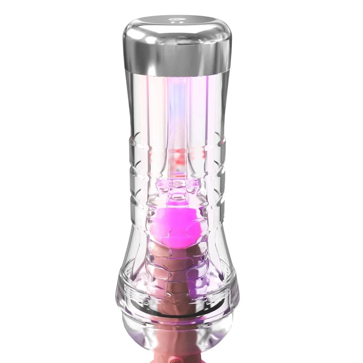 PDX Elite ViewTube XXL Clear See-Through LED Stroker Male Masturbator With EZ Grip Handle – PDX XXL transparent sleeve and ergonomic EZ Grip handle