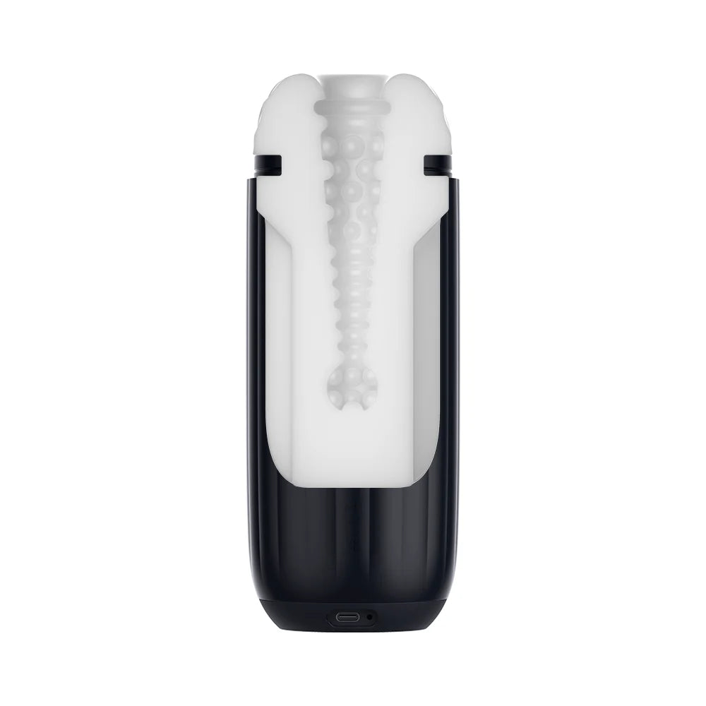 a black and white toothbrush holder on a white background