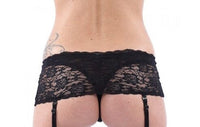 Black Lace Suspender Belt Thong