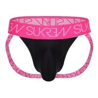 Luxury Jockstrap - Underground Black/Electric Pink by Sukrew showcasing a well-balanced large pouch for optimal support.