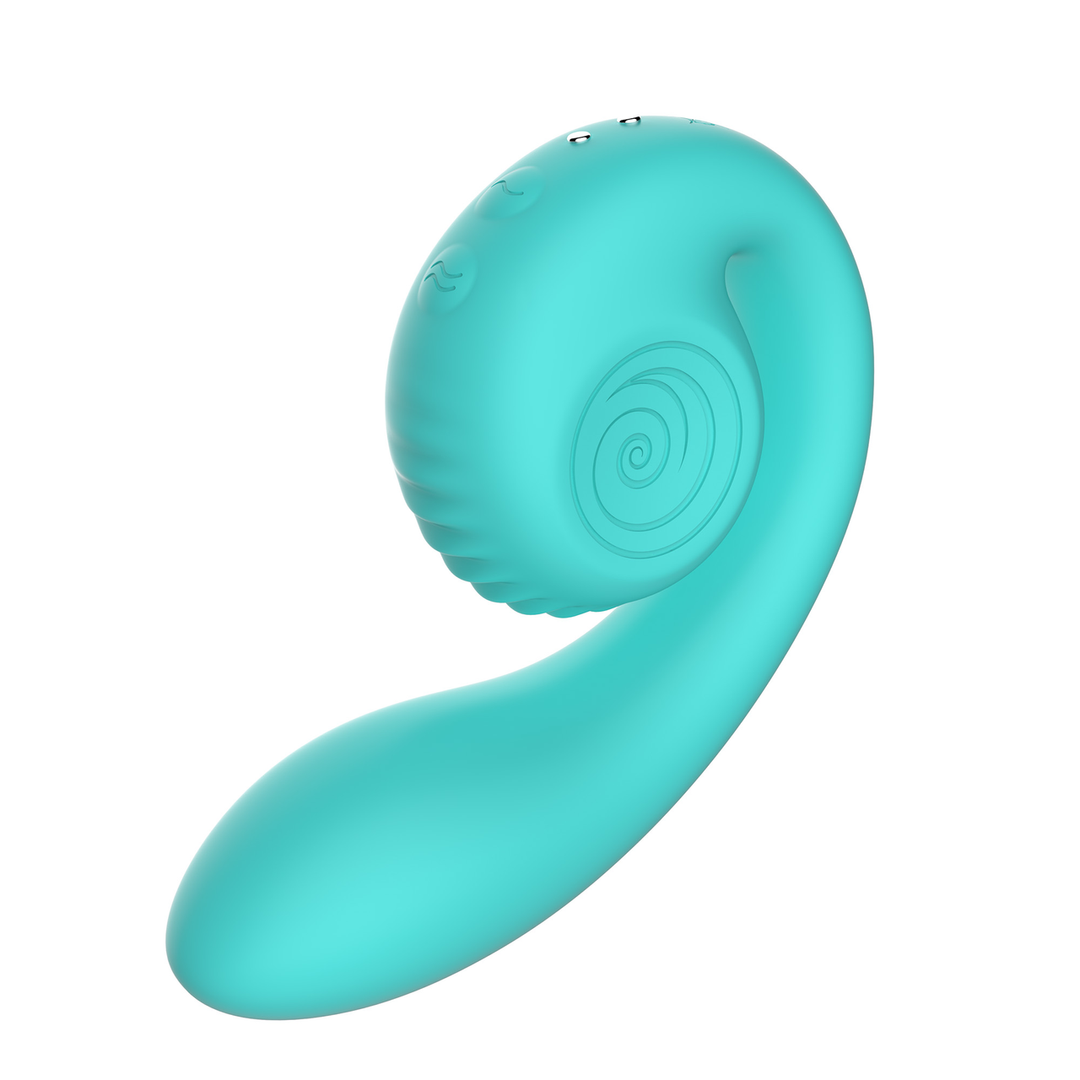 a blue object with a spiral design on it
