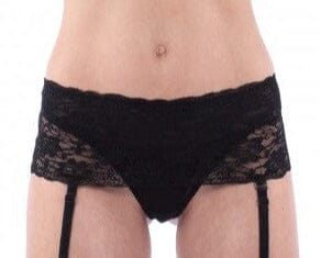 Black Lace Suspender Belt Thong