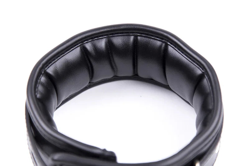 a close up of a black leather bracelet