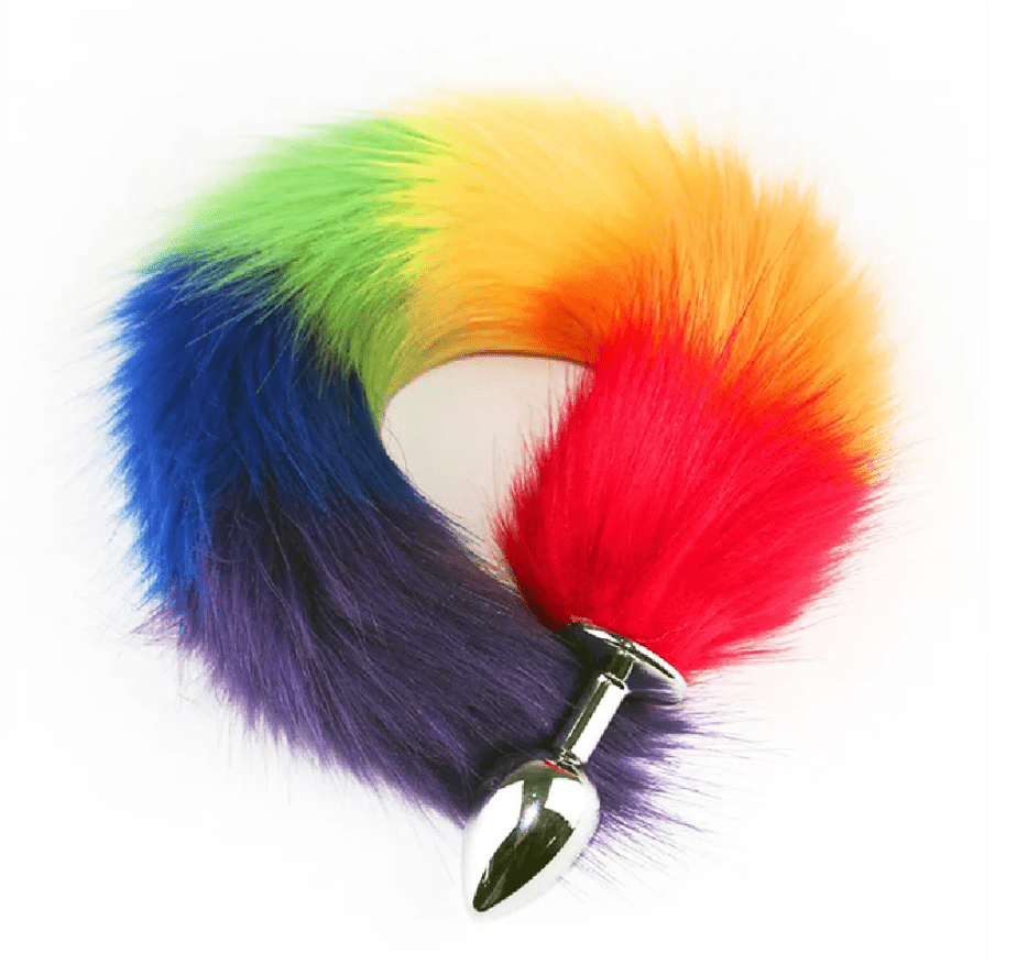 Stolzer Regenbogenschwanz mit Edelstahl-Analplug