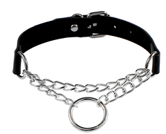 Scandals Choker Collar showing a black leather-style strap with metal buckle and decorative studs on a plain background.
