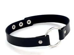 Scandals Choker Collar made of black leather with metal hardware, designed for fashionable accessories and statement style.
