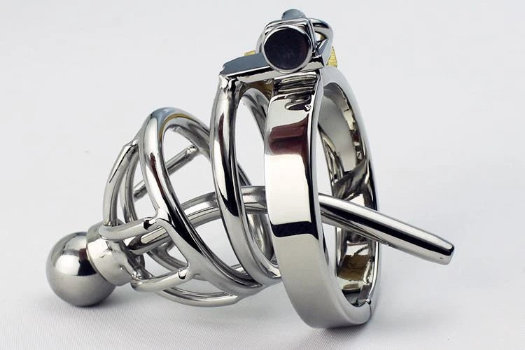 Small Stainless Steel Male Chasity Cage with Penis Plug