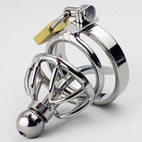 Thumbnail for Small Stainless Steel Male Chasity Cage with Penis Plug