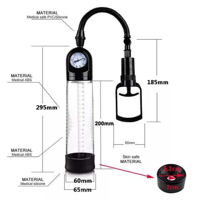 Power UP - Manual Penis Pump - Safe Materials, Clear Graduations, Enhance Size & Erection Strength