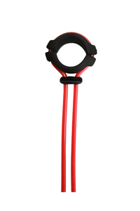 Premium adjustable silicone cock ring designed for enhanced stamina and sensation, featuring a sleek black and red design, perfect for elevating intimate experiences.