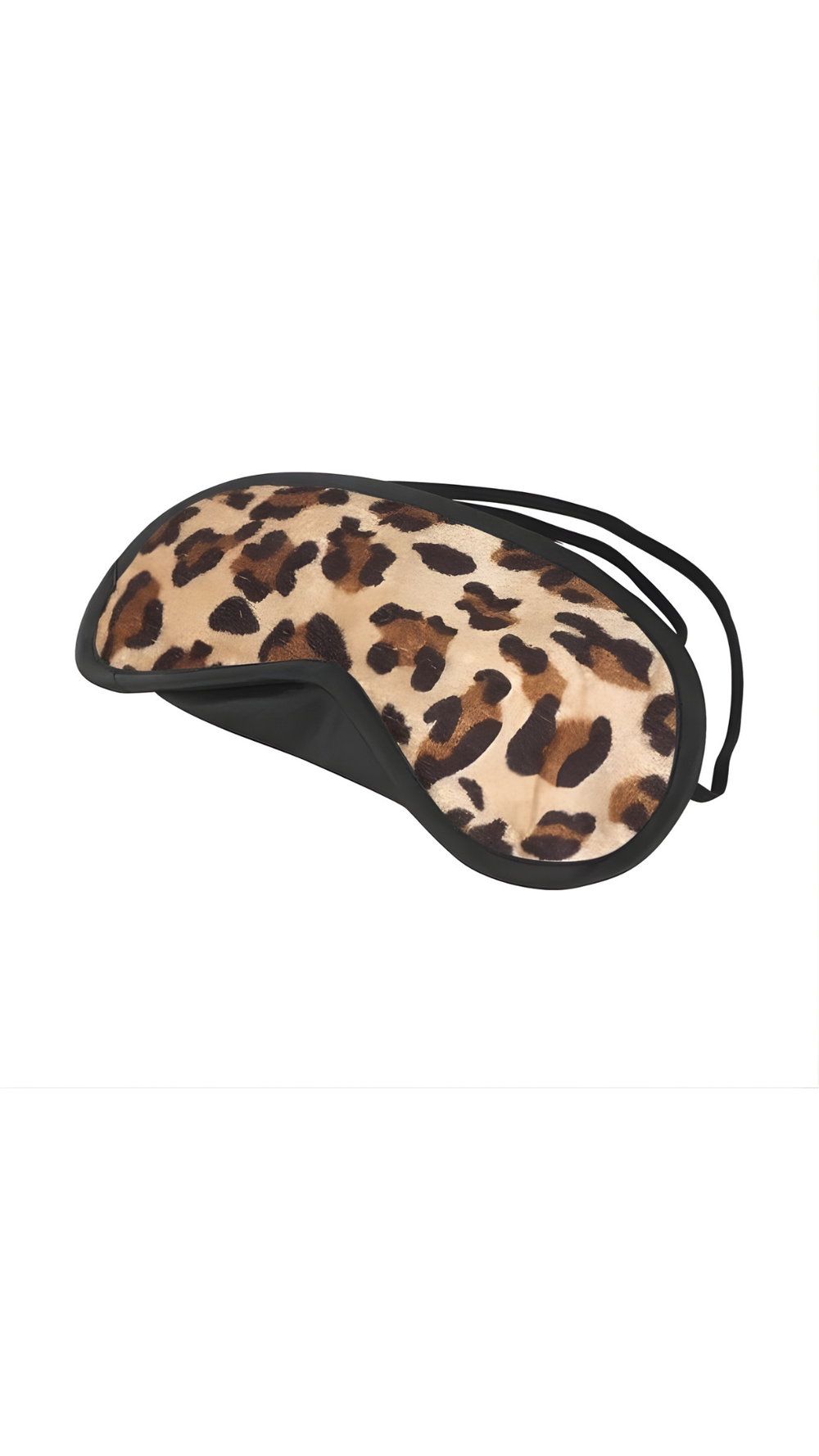 Lux Fetish Peek-A-Boo Love Mask in black or leopard print, stylish adult blindfold with soft fabric and adjustable strap for comfort.