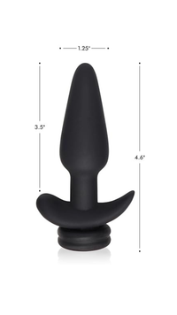 Lifestyle image of the Tailz Interchangeable 10X Vibrating Silicone Butt Plug With Remote Black Small, illustrating its versatility and appeal for both solo and partnered play.