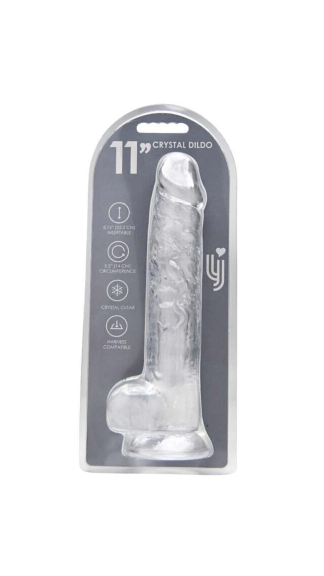 Realistic jelly dildo with balls by Loving Joy, featuring a clear, flexible design for sensual pleasure and lifelike texture.