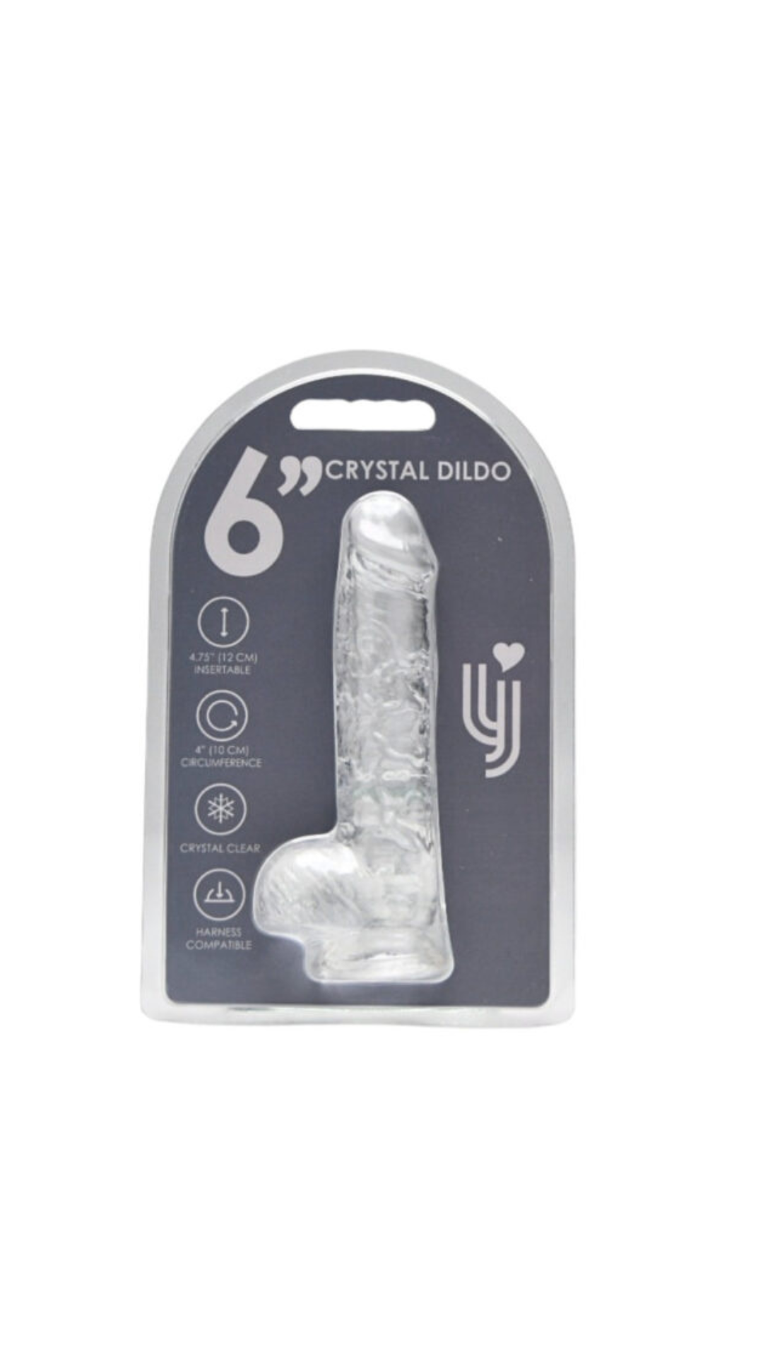 Realistic clear jelly dildo with testicles by Loving Joy, featuring detailed texture and flexible design for intimate pleasure.
