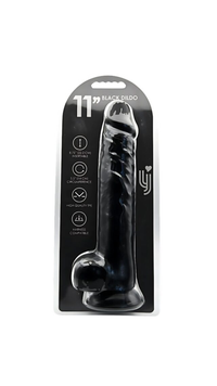 Realistic Black Dildo with Suction Cup and Balls