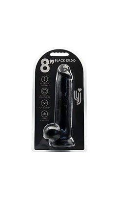 Realistic Black Dildo with Suction Cup and Balls