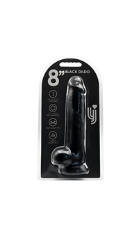 Realistic Black Dildo with Suction Cup and Balls