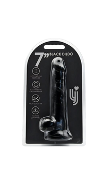 Realistic Black Dildo with Suction Cup and Balls