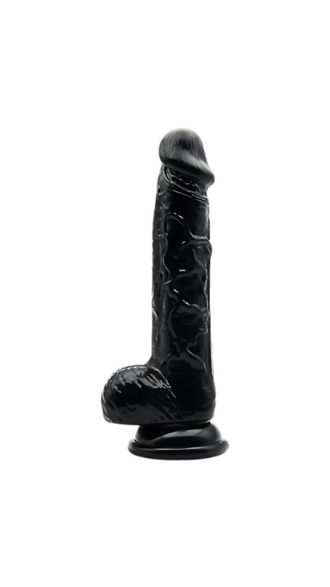 Realistic Black Dildo with Suction Cup and Balls