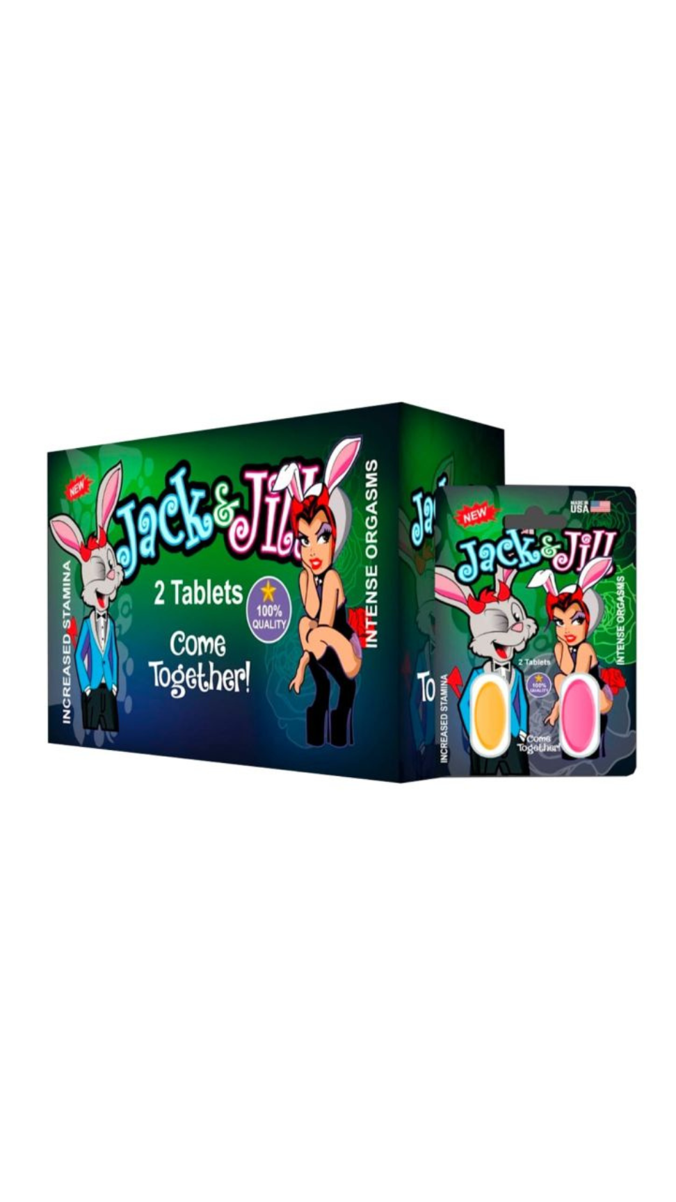 Scandals Jack & Jill Enhancement Pills Duo for natural stamina boost, intense climax, and long-lasting performance.
