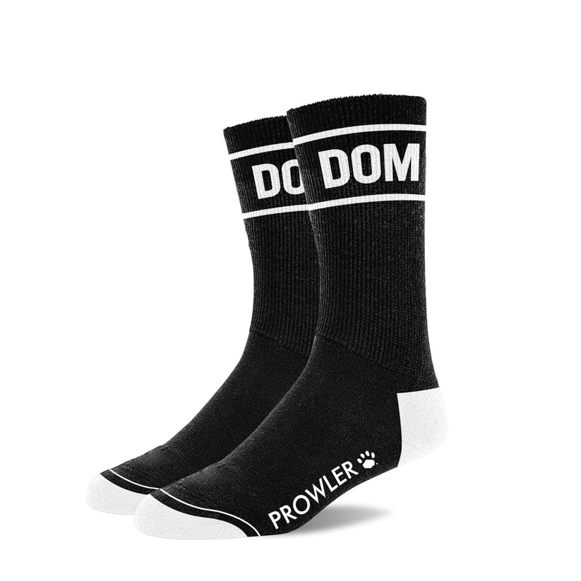 Pair of Prowler RED Dom Socks for men, luxurious BDSM footwear with bold red design and comfortable fit, suitable for dominant style.