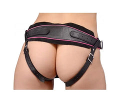Strap U Flamingo Black & Pink Faux Leather Low Rise Strap On Harness