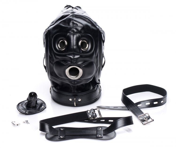 Padded Bondage Hood & D-Ring Collar with Removable Penis Gag & Mask Hoods & Masks Strict (ABS PRO) 
