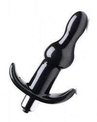 Vibrating Rolling Bumpy Jelly Anal Butt Plug With Rolling Bumps in black