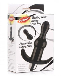 the outer packaging for the Vibrating Rolling Bumpy Jelly Anal Butt Plug With Rolling Bumps in black