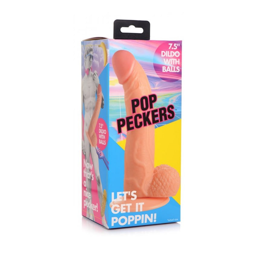 Poppin Dildo - Realistic 7.5" Silicone Shaft for Hands-Free Pleasure