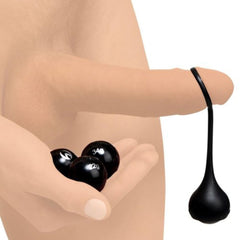 Master Series Cock Dangler Silicone Penis Strap with Weights Black
