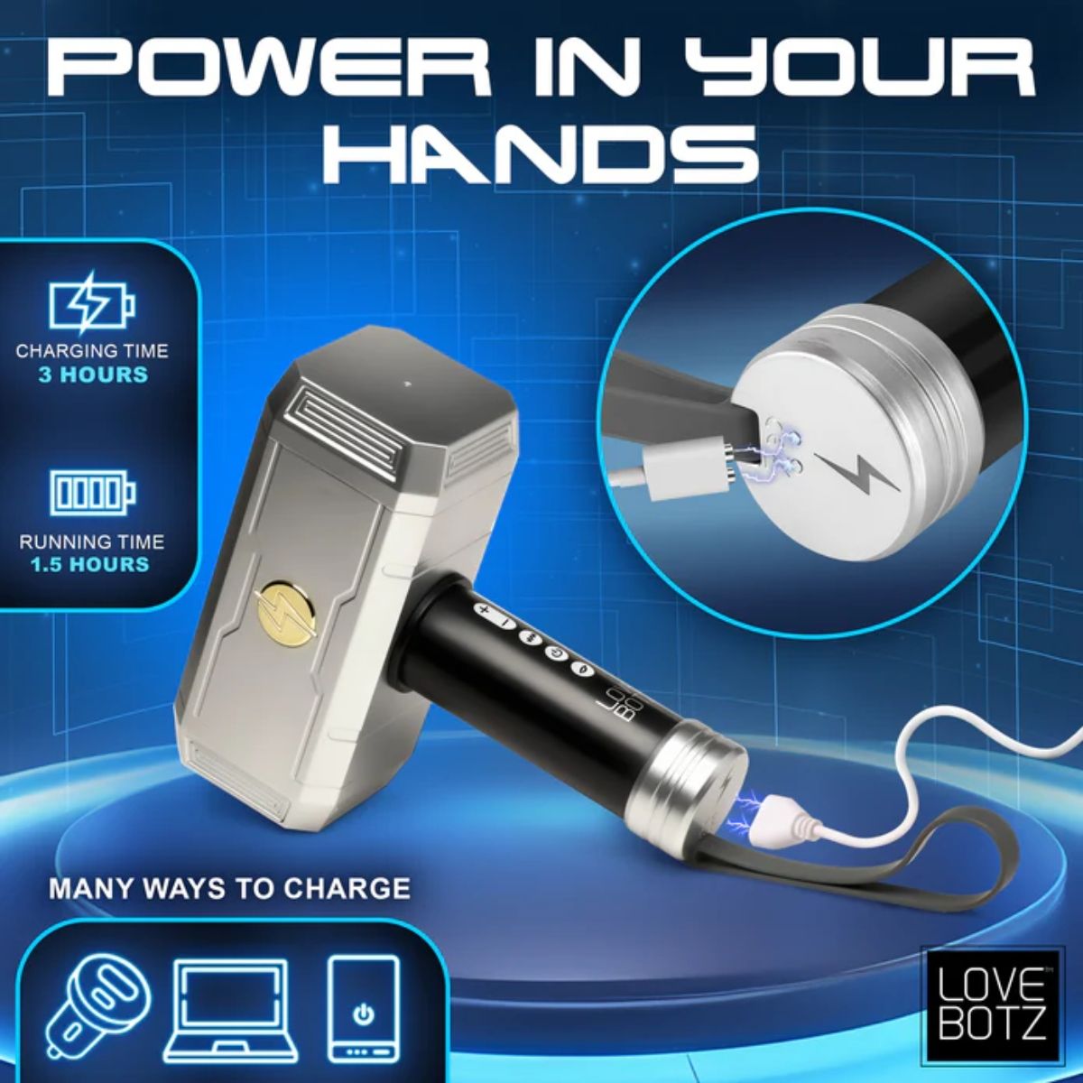 a picture of an electronic device with the words power in your hands