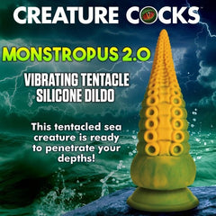 Creature Cocks Monstropus 2.0 silicone vibrating tentacle dildo, detailed close-up showing textured surface and flexible design.