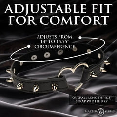 Spiked Heart Choker with pointed metal studs for an edgy luxury look