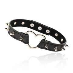 Spiked Heart Choker by Scandals in cruelty-free vegan leather with metal spikes