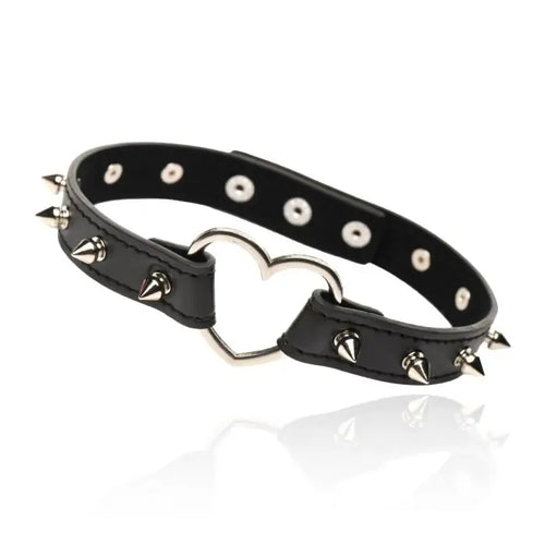 Spiked Heart Choker by Scandals in cruelty-free vegan leather with metal spikes