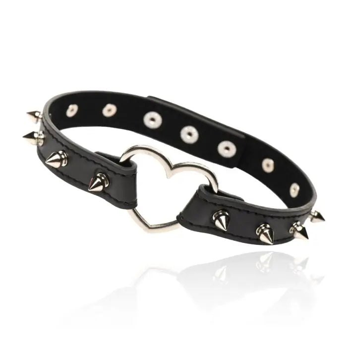 Spiked Heart Choker by Scandals in cruelty-free vegan leather with metal spikes