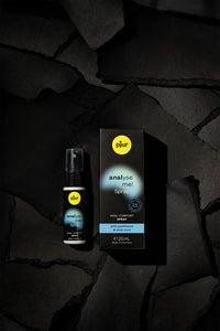 Elegant bottle of Pjur Analyse Me Spray Transparent, designed for enhancing comfort in anal intercourse without reducing sensation.