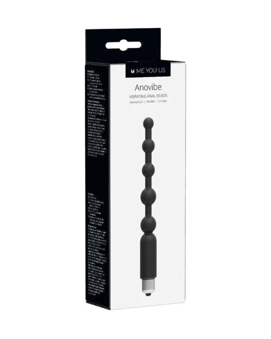 the outer box for Anovibe Silicone Vibrating Anal Beads by Me You Us