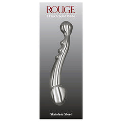 Stainless Steel 11” Dildo – Luxury Weighted S-Shaped Design, elegant curved design with mirror-polished finish