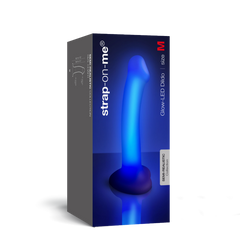 Luxurious Strap On Me - Glow-LED Dildo Purple - M featuring a smooth silicone surface and vibrant LED illumination.