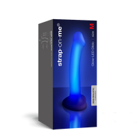 Luxurious Strap On Me - Glow-LED Dildo Purple - M featuring a smooth silicone surface and vibrant LED illumination.